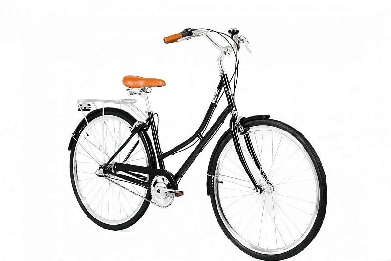 картинка Городской велосипед Bear Bike Lissabon (700C 3 ск. рост. 450 мм), черный с фонарем, 1BKB1C183005 